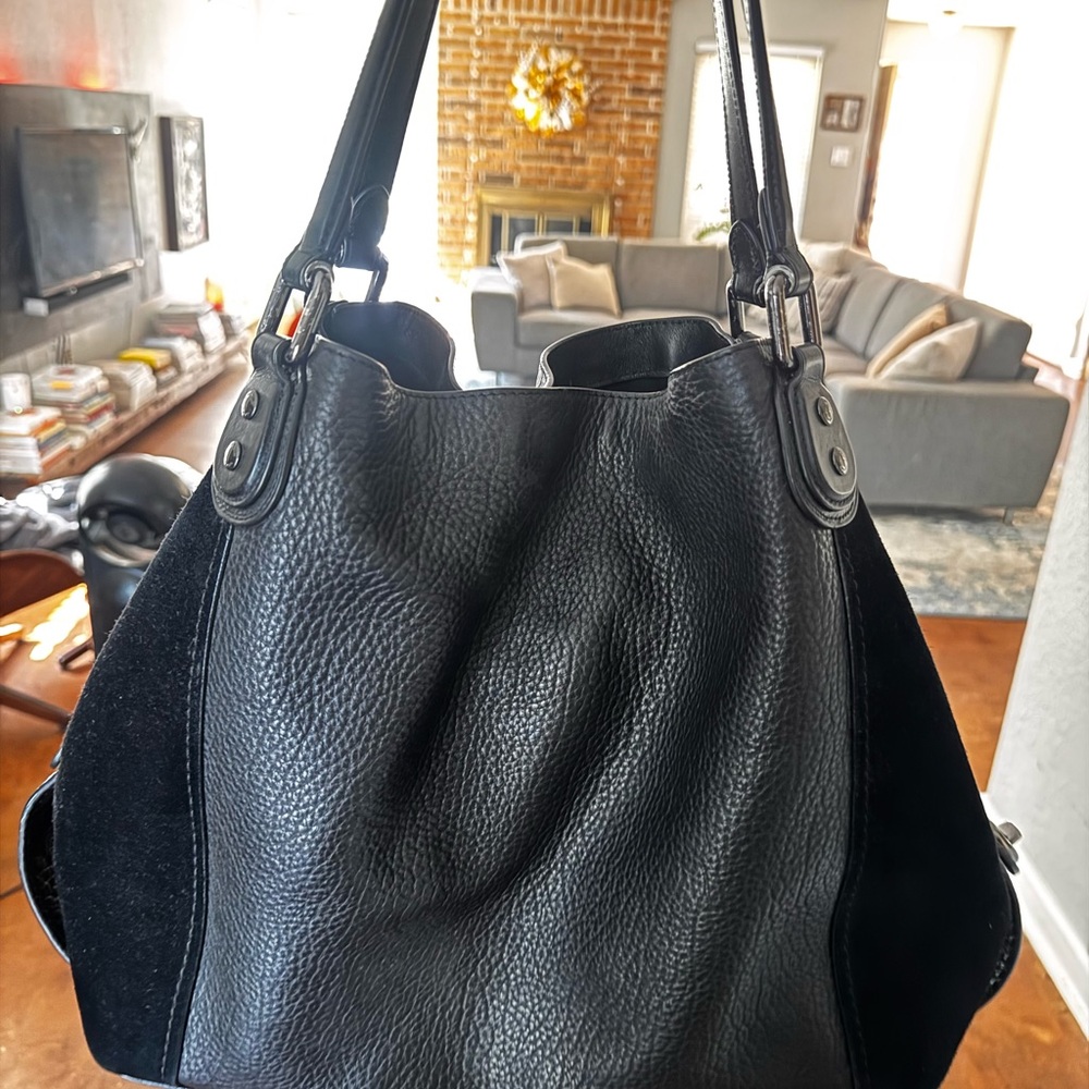 Elegant Black Leather Tote Bag